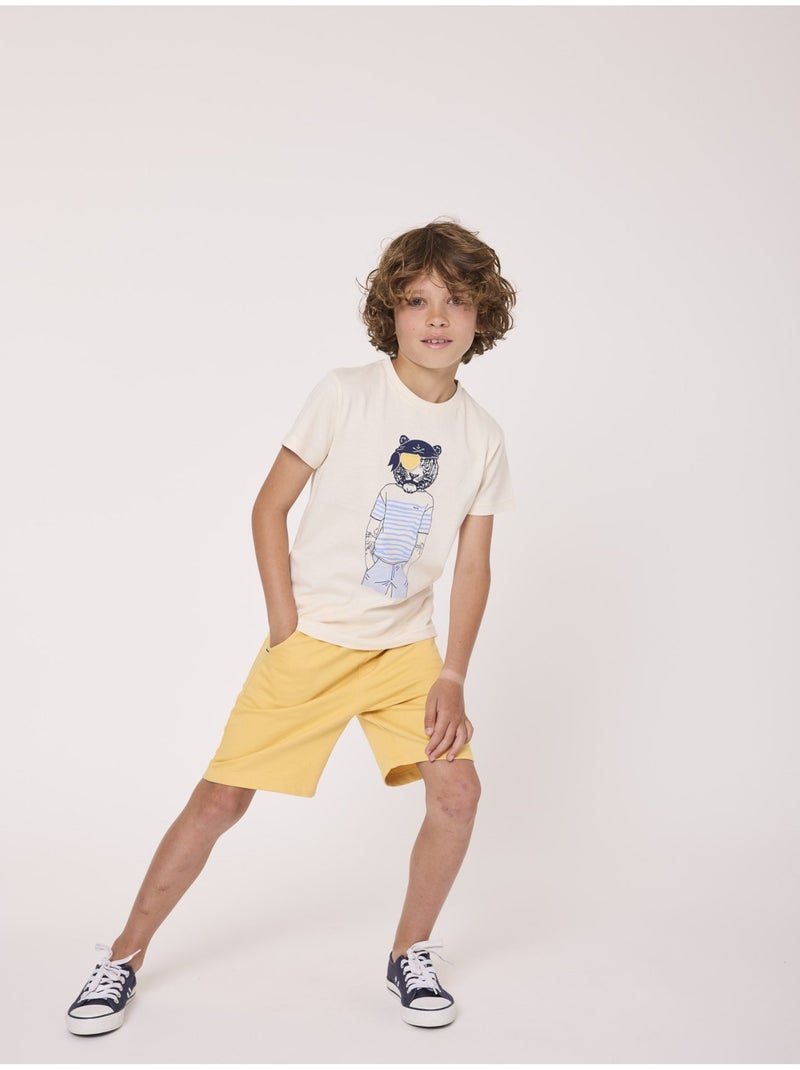 T-shirt manches courtes 100% coton - terre de marins Ecru - Kiabi