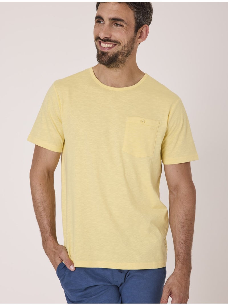 T-shirt manches courtes 100% coton - Terre de Marins Jaune - Kiabi