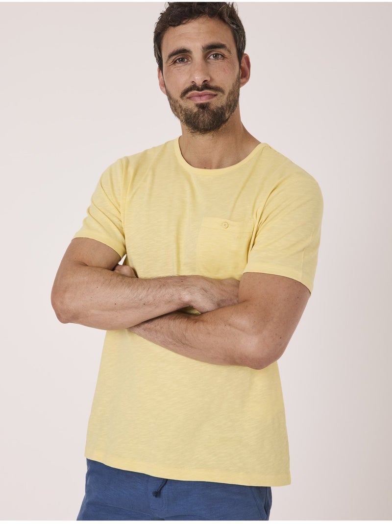 T-shirt manches courtes 100% coton - Terre de Marins Jaune - Kiabi