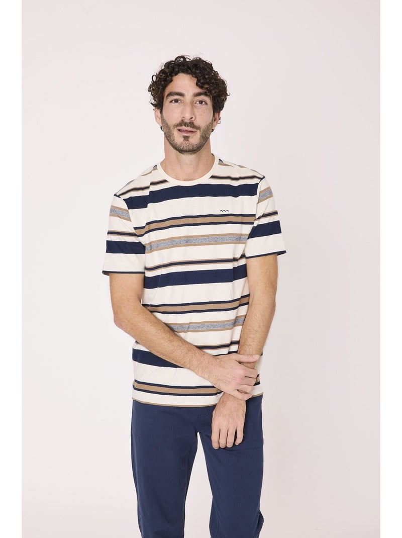 T-shirt manches courtes 100% coton - terre de marins Multicolore - Kiabi