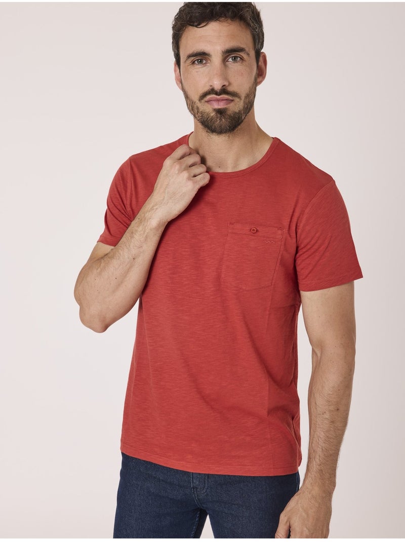 T-shirt manches courtes 100% coton - Terre de Marins Orange - Kiabi