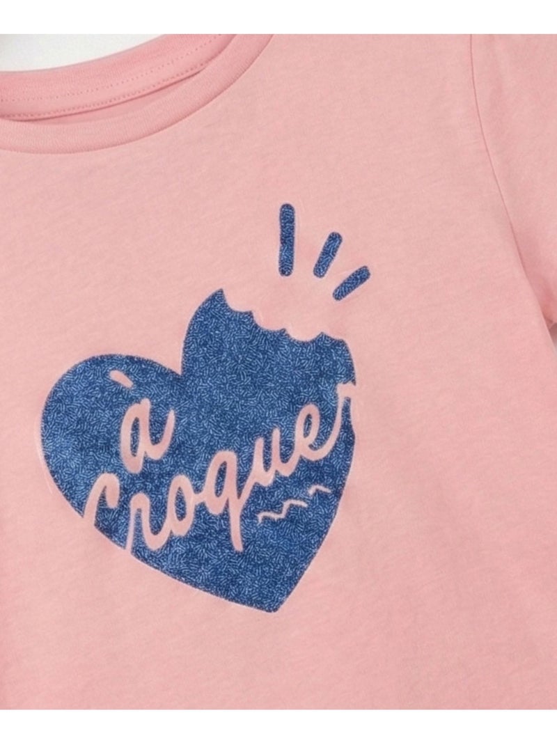 T-shirt manches courtes 100% coton - Terre de Marins Rose - Kiabi