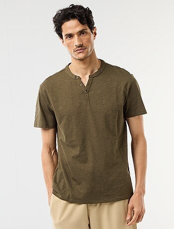 T-shirt manches courtes à col tunisien