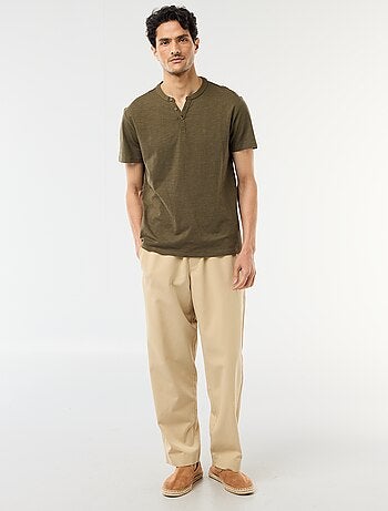 T-shirt manches courtes à col tunisien