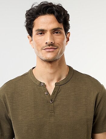 T-shirt manches courtes à col tunisien