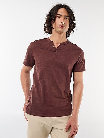 T-shirt manches courtes à col tunisien