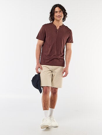 T-shirt manches courtes à col tunisien