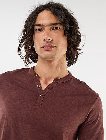 T-shirt manches courtes à col tunisien