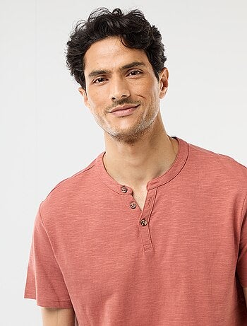 T-shirt manches courtes à col tunisien