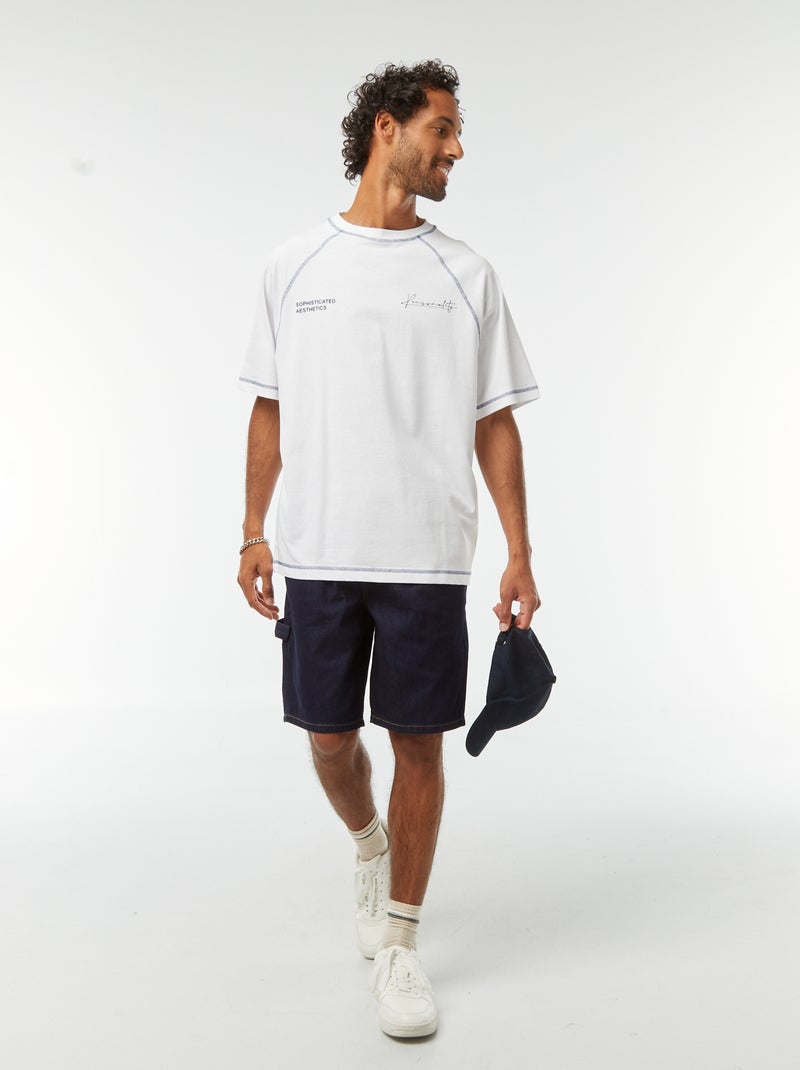 T-shirt manches courtes à la coupe oversize Blanc - Kiabi