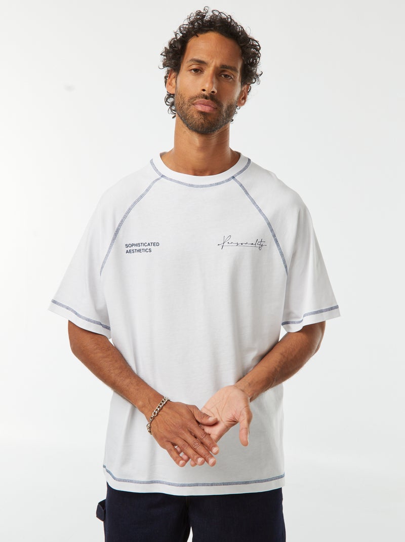 T-shirt manches courtes à la coupe oversize Blanc - Kiabi