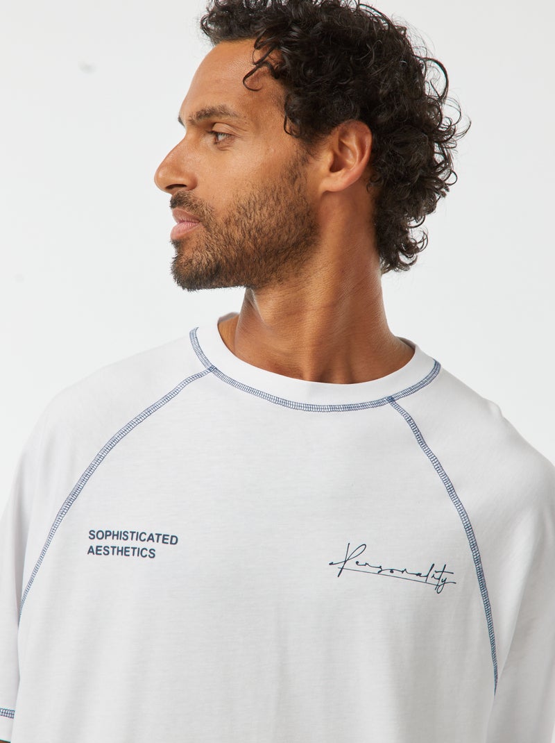 T-shirt manches courtes à la coupe oversize Blanc - Kiabi
