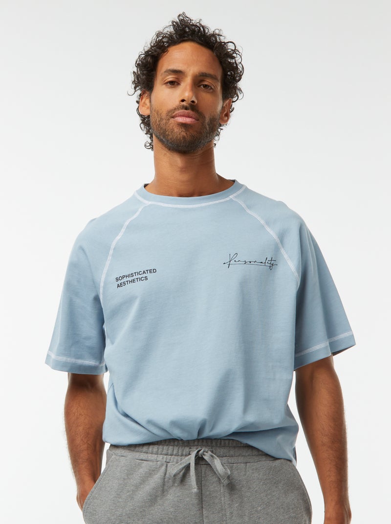 T-shirt manches courtes à la coupe oversize Bleu - Kiabi