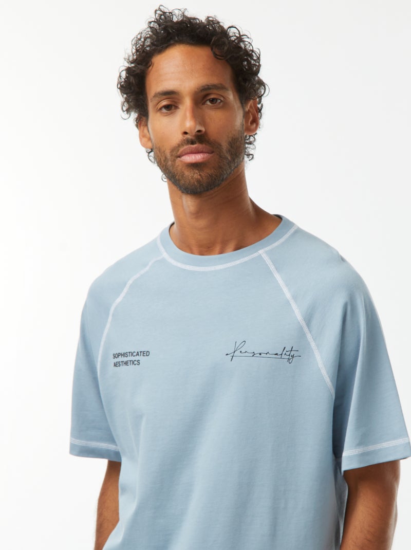 T-shirt manches courtes à la coupe oversize Bleu - Kiabi