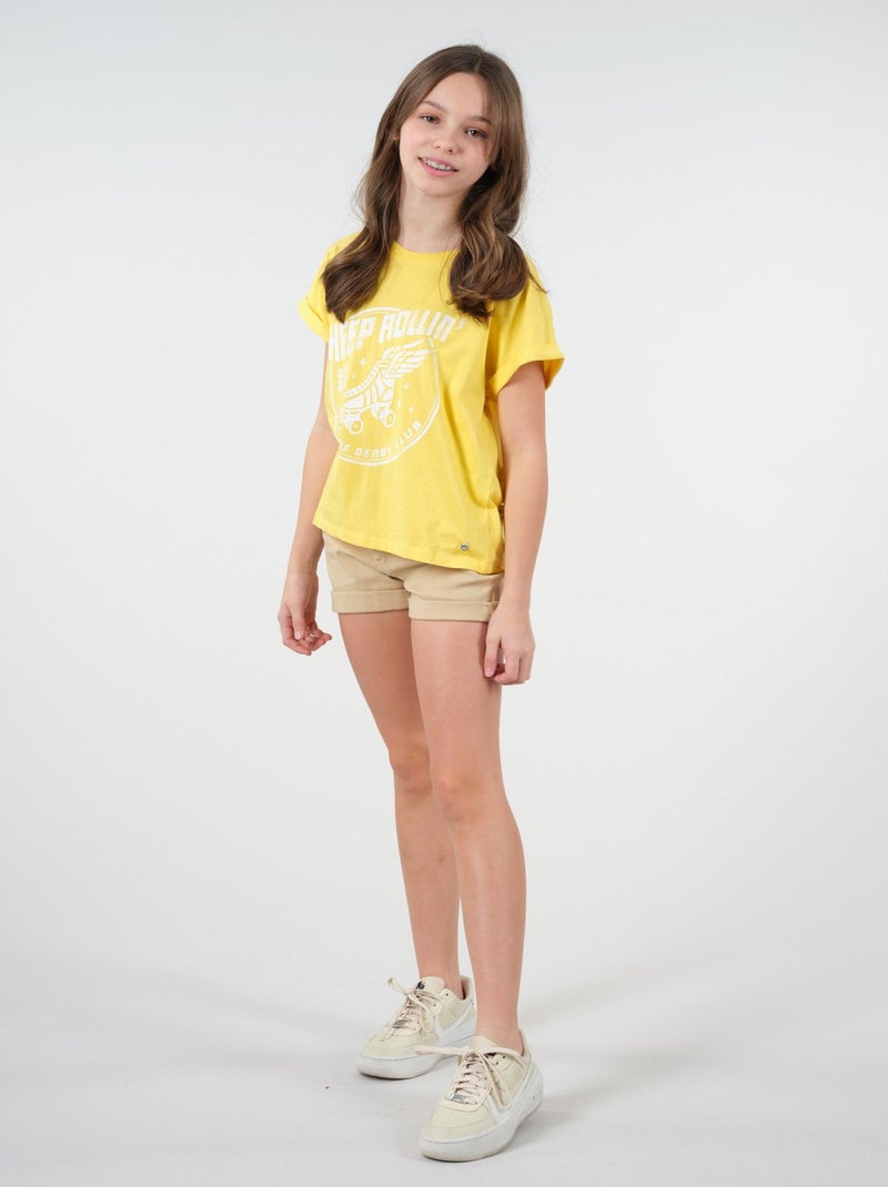 T-shirt manches courtes à logo 'Deeluxe' Blanc Jaune - Kiabi