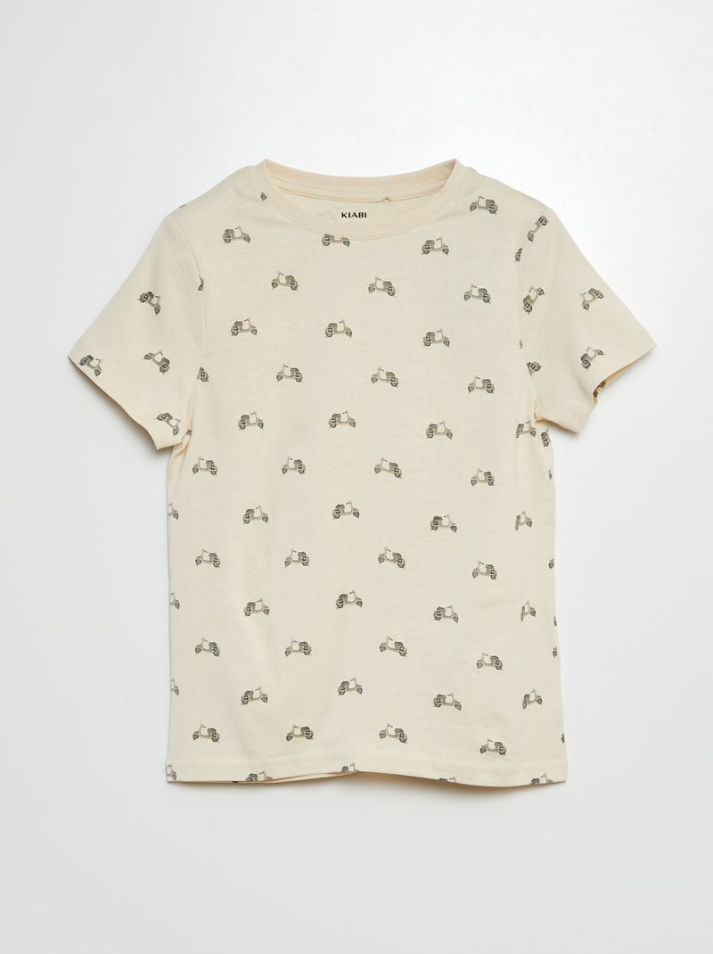 T-shirt manches courtes à motif BEIGE - Kiabi