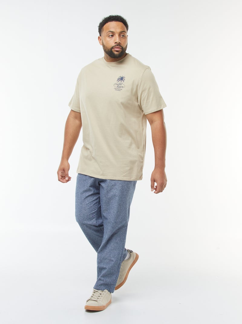 T-shirt manches courtes à motif Beige - Kiabi