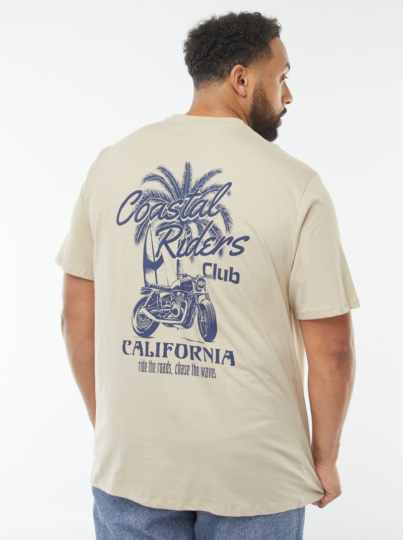 T-shirt manches courtes à motif Beige - Kiabi