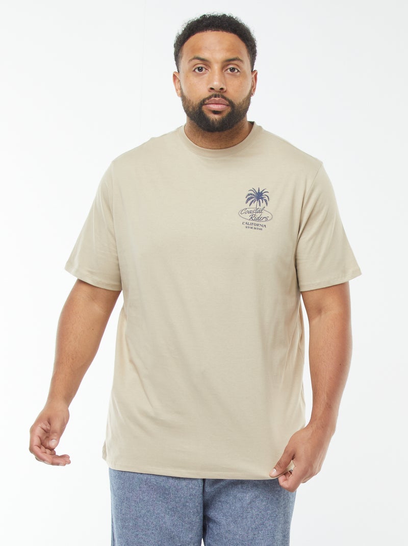 T-shirt manches courtes à motif Beige - Kiabi