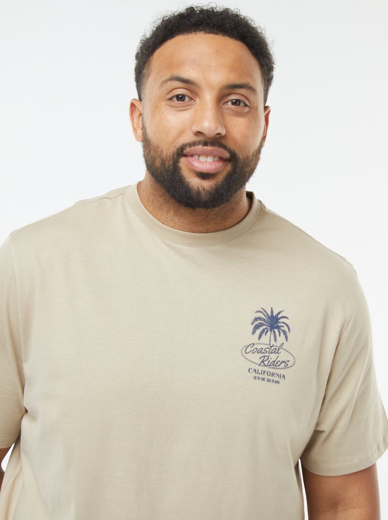 T-shirt manches courtes à motif Beige - Kiabi