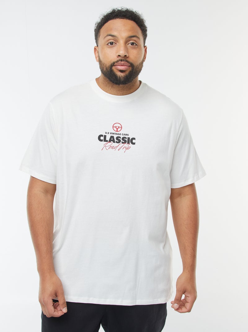 T-shirt manches courtes à motif Blanc - Kiabi