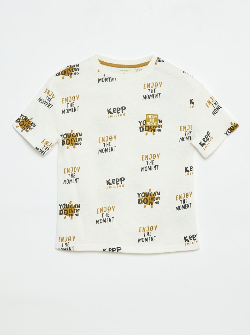 T-shirt manches courtes à motif Blanc - Kiabi