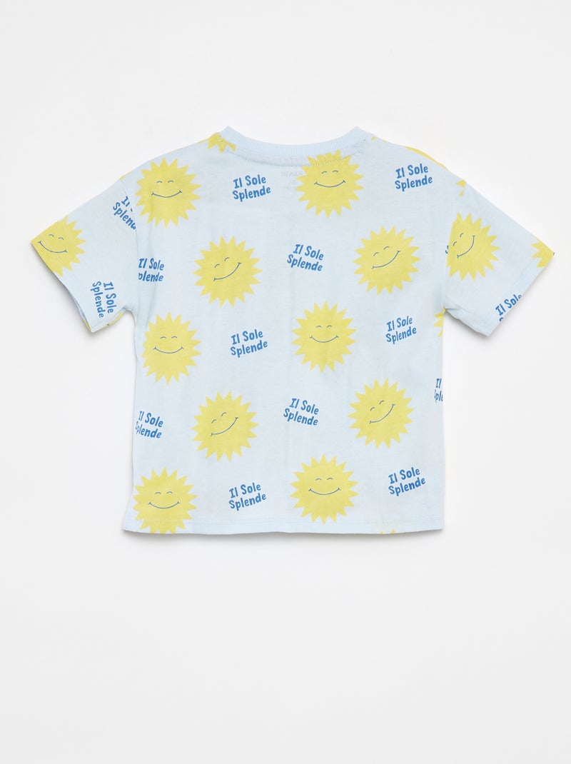 T-shirt manches courtes à motif BLEU - Kiabi