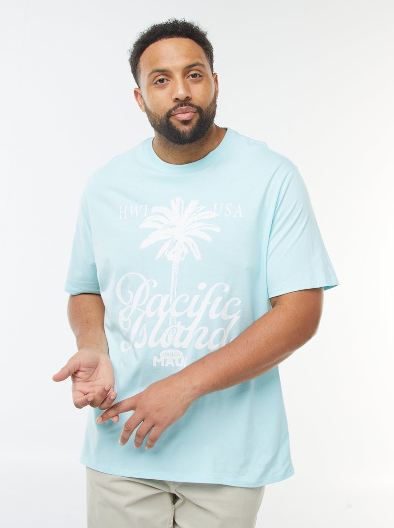 T-shirt manches courtes à motif Bleu - Kiabi