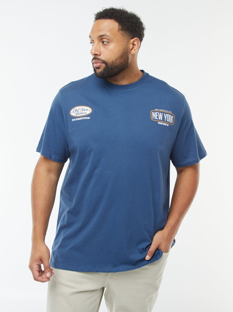 T-shirt manches courtes à motif Bleu - Kiabi