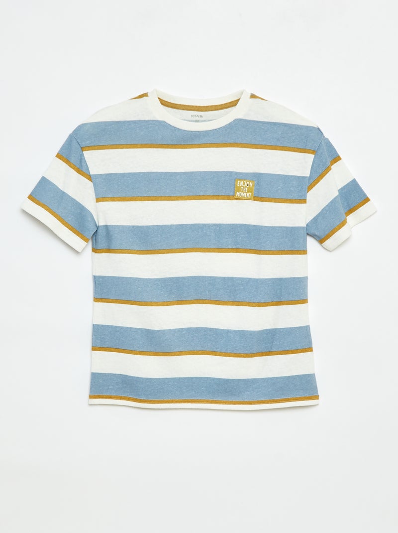 T-shirt manches courtes à motif Bleu - Kiabi