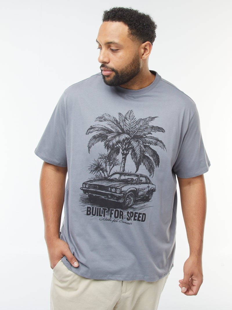 T-shirt manches courtes à motif Gris - Kiabi