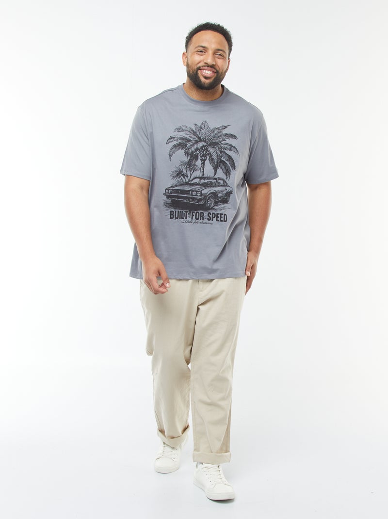 T-shirt manches courtes à motif Gris - Kiabi