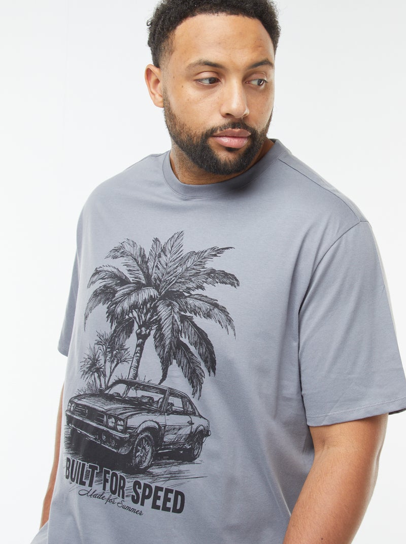 T-shirt manches courtes à motif Gris - Kiabi