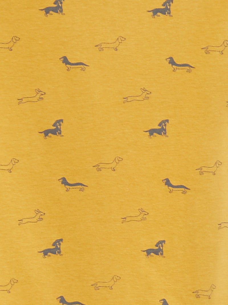 T-shirt manches courtes à motif JAUNE - Kiabi