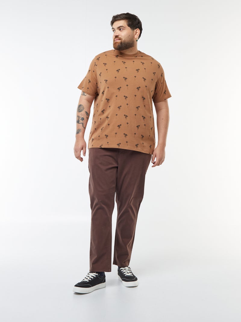 T-shirt manches courtes à motif Marron - Kiabi