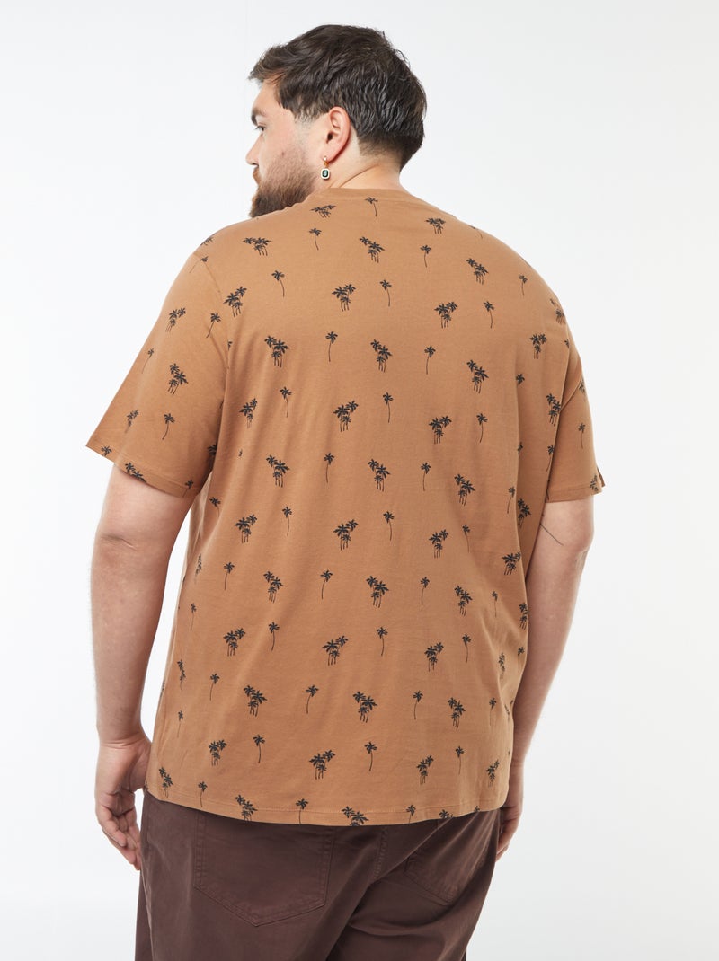 T-shirt manches courtes à motif Marron - Kiabi