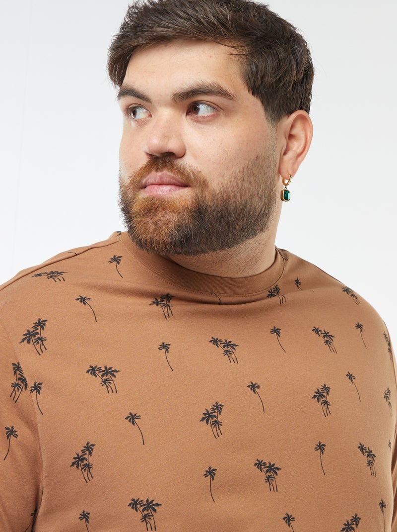 T-shirt manches courtes à motif Marron - Kiabi