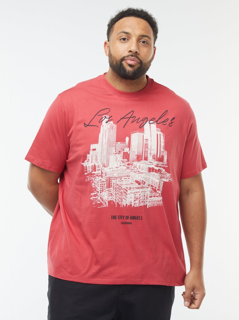 T-shirt manches courtes à motif Rouge - Kiabi