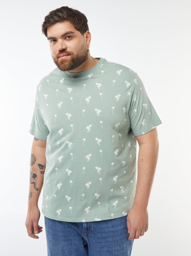 T-shirt manches courtes à motif Vert - Kiabi