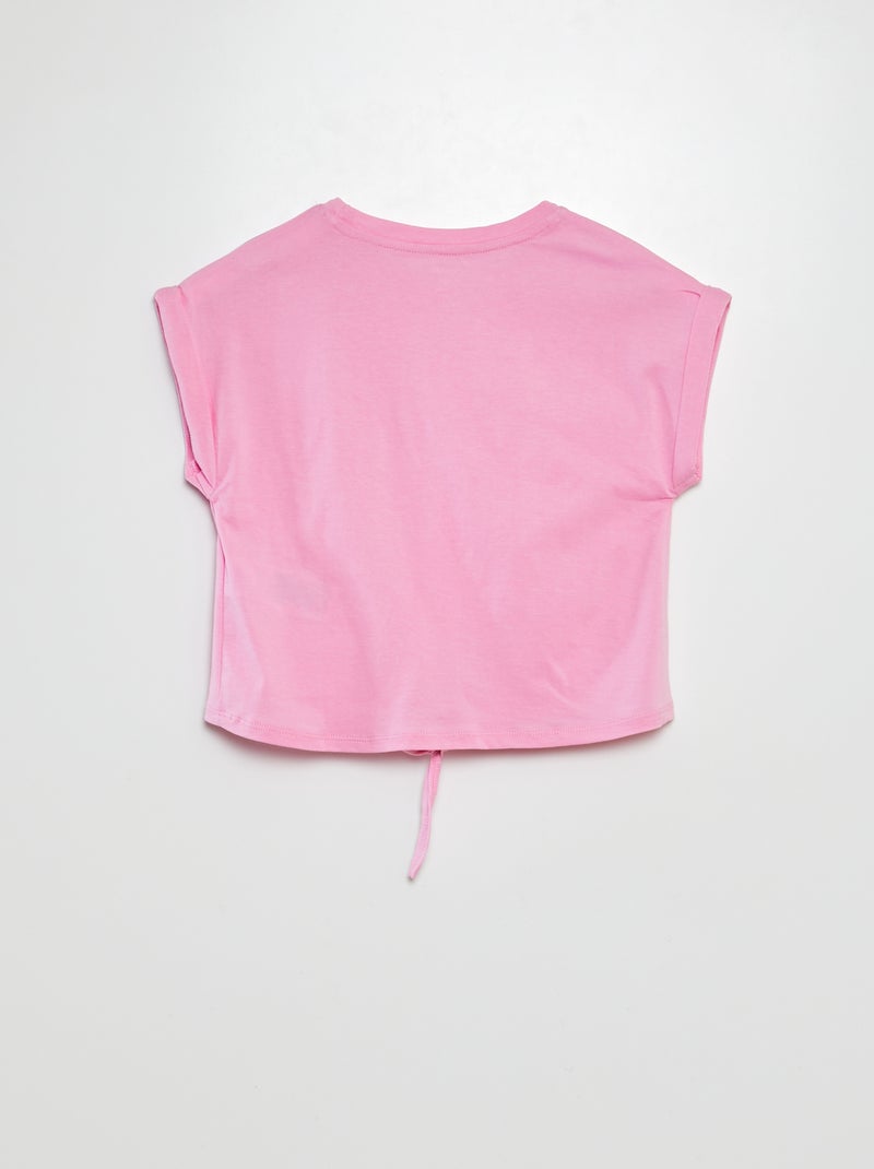 T-shirt manches courtes à nouer à la base ROSE - Kiabi