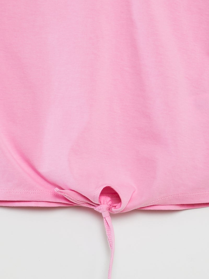 T-shirt manches courtes à nouer à la base ROSE - Kiabi