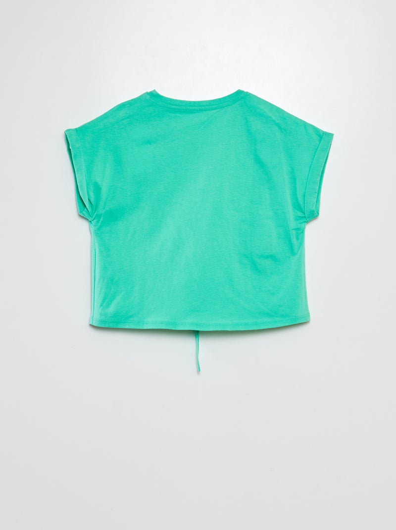 T-shirt manches courtes à nouer à la base VERT - Kiabi