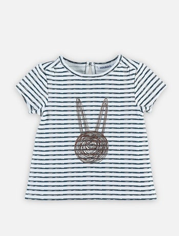 T-shirt Manches Courtes À Rayures Bleues Et Lurex - Kiabi