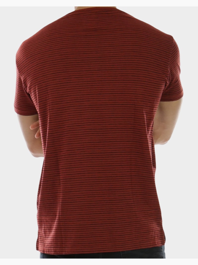 T-shirt manches courtes à rayures Bordeaux - Kiabi