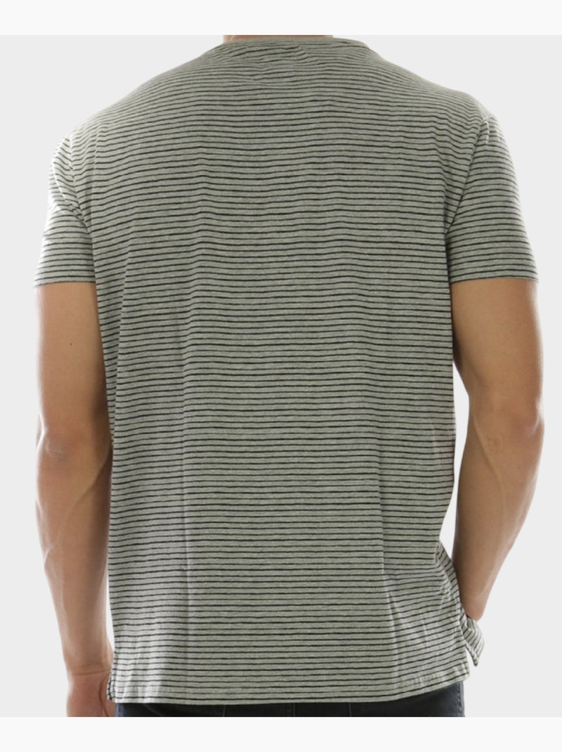 T-shirt manches courtes à rayures Gris - Kiabi