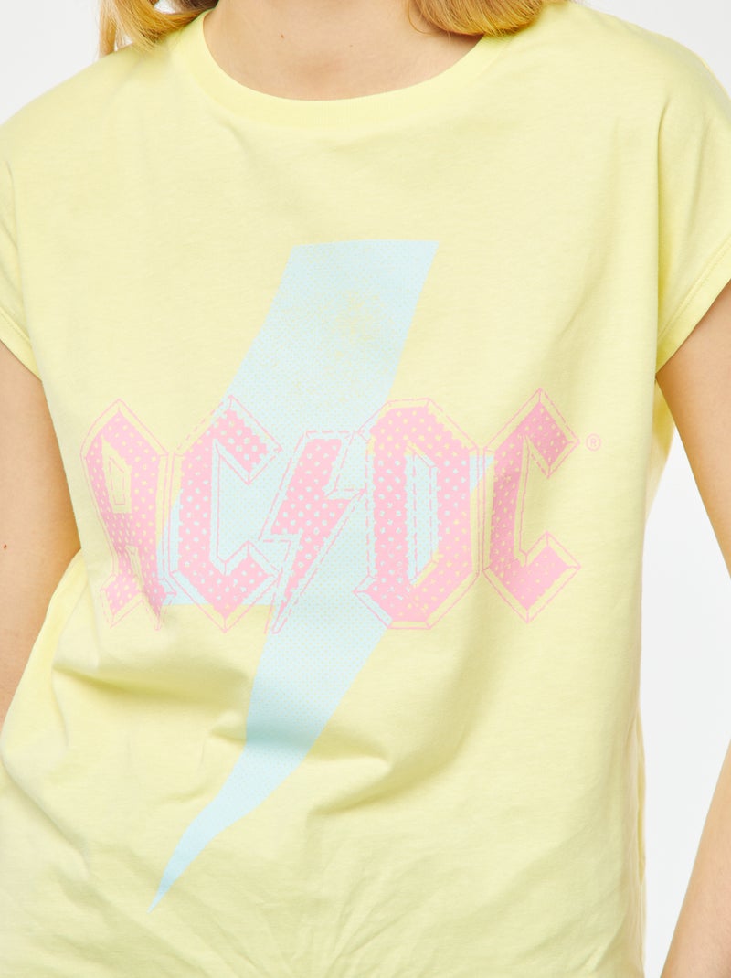 T-shirt manches courtes  'AC/DC' Jaune - Kiabi
