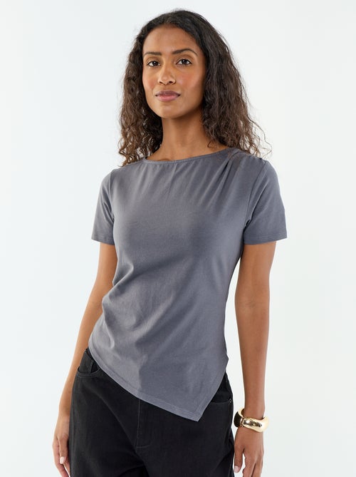 T-shirt manches courtes asymétrique - Kiabi