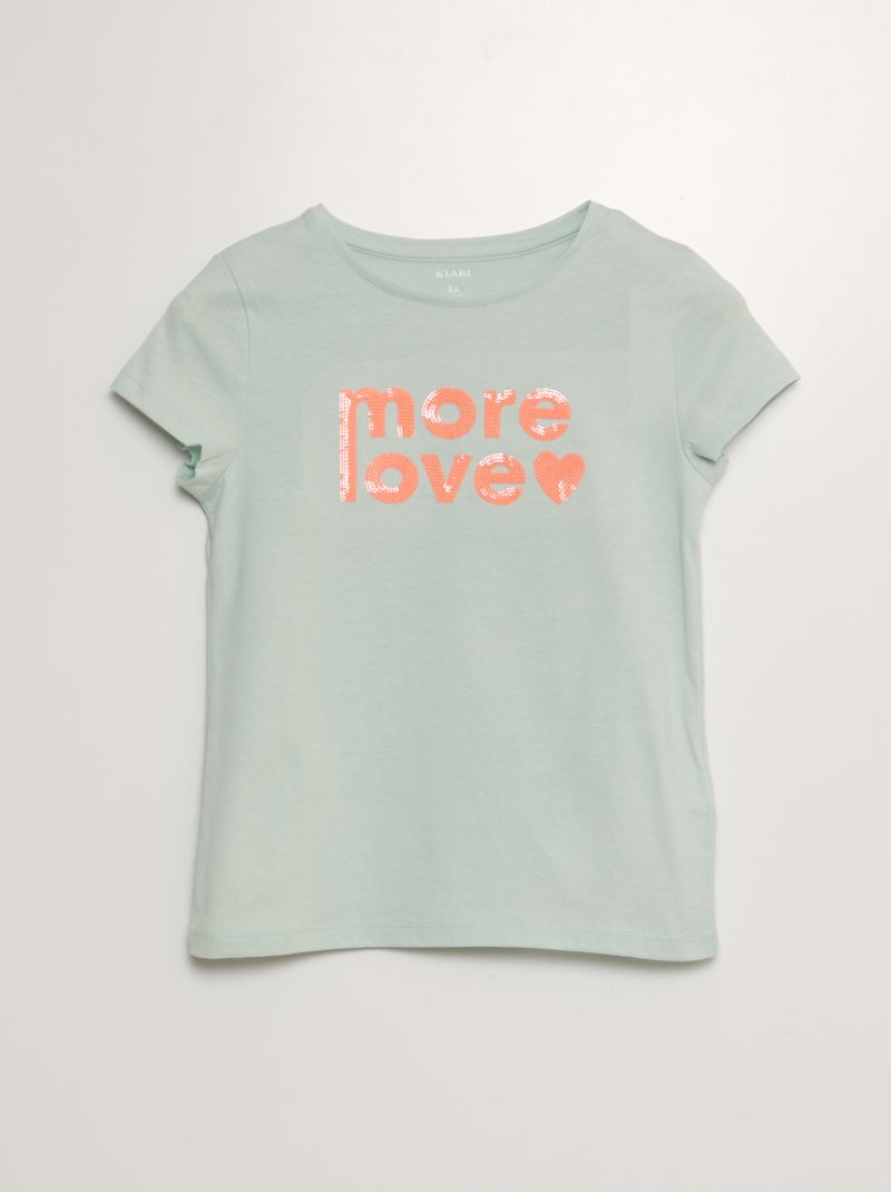 T-shirt manches courtes avec animation Bleu - Kiabi