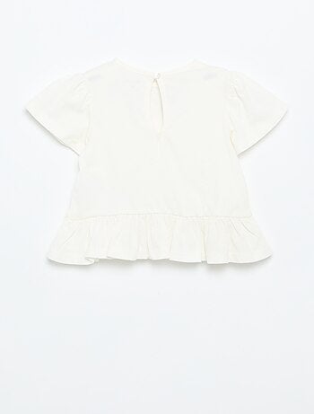 T-shirt manches courtes avec broderies et base volantée