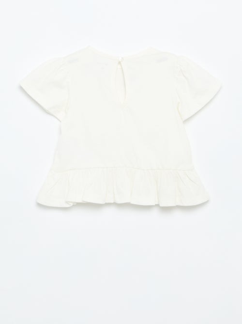 T-shirt manches courtes avec broderies et base volantée - Kiabi T-shirt manches courtes avec broderies et base volantée - Kiabi